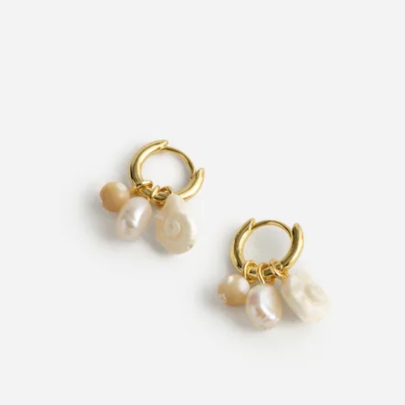 Madewell Jewelry - Madewell Mother of Pearl Charm Huggie Hoop Earrings